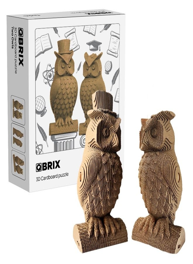 QBRIX 2 Owls 3D Puzzles for Adults, 3D Model Kit for Teens, DIY Crafts for Home Decor, Original Gift for Boys&Girls, Cardboard Model Building Kit,14+ Craft Kit - Image 1